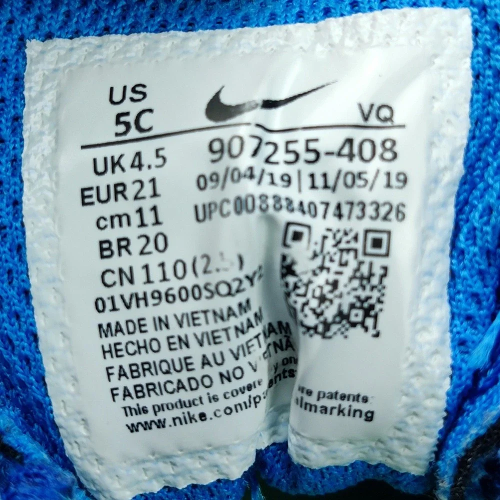 Nike Sneakers Kids 5C Blue Star Runner 2 AT5299-408 Hook Loop Athletic Shoes